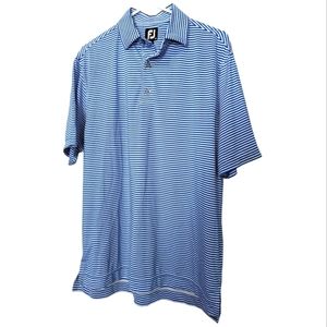 FootJoy Blue and White Striped Polo Shirt
